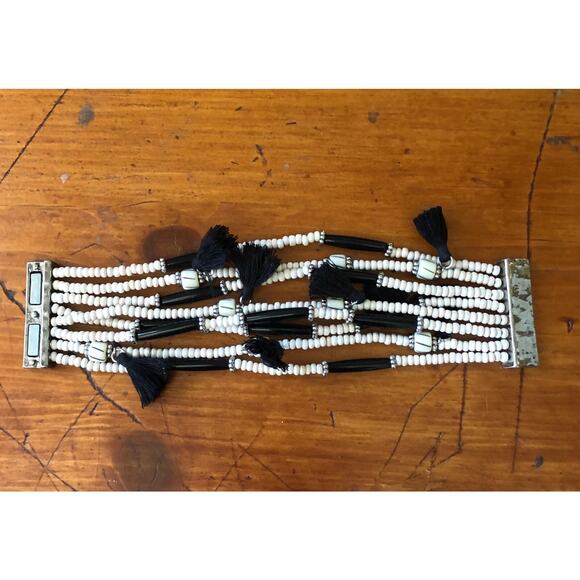 Chico's 2 Piece Beaded Fringe Set Earrings And Multi-Strand Magnetic Bracelet - Picture 6 of 16